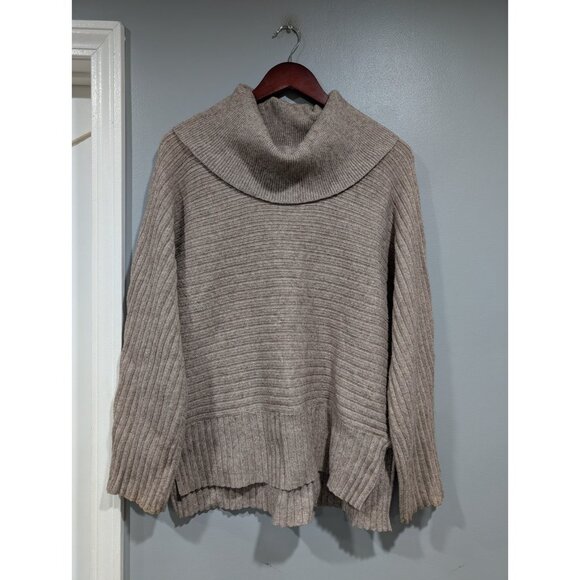 Anthropologie Moth Tisbury Turtleneck Pullover Sweater Tan Knit Womens Large - Picture 2 of 16